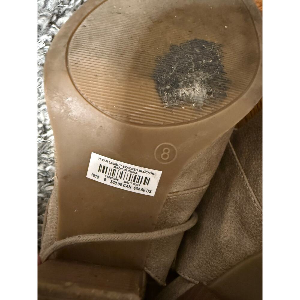 Torrid Tan Laceup Block Heel shoes size 8 - Picture 5 of 6